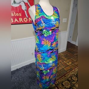 Running Man Tropical Beach Dress Medium